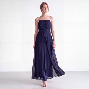 Vintage Arianna Prom Dress Maxi Gown 4 Navy Fairy Princess Babydoll 90s Y2K